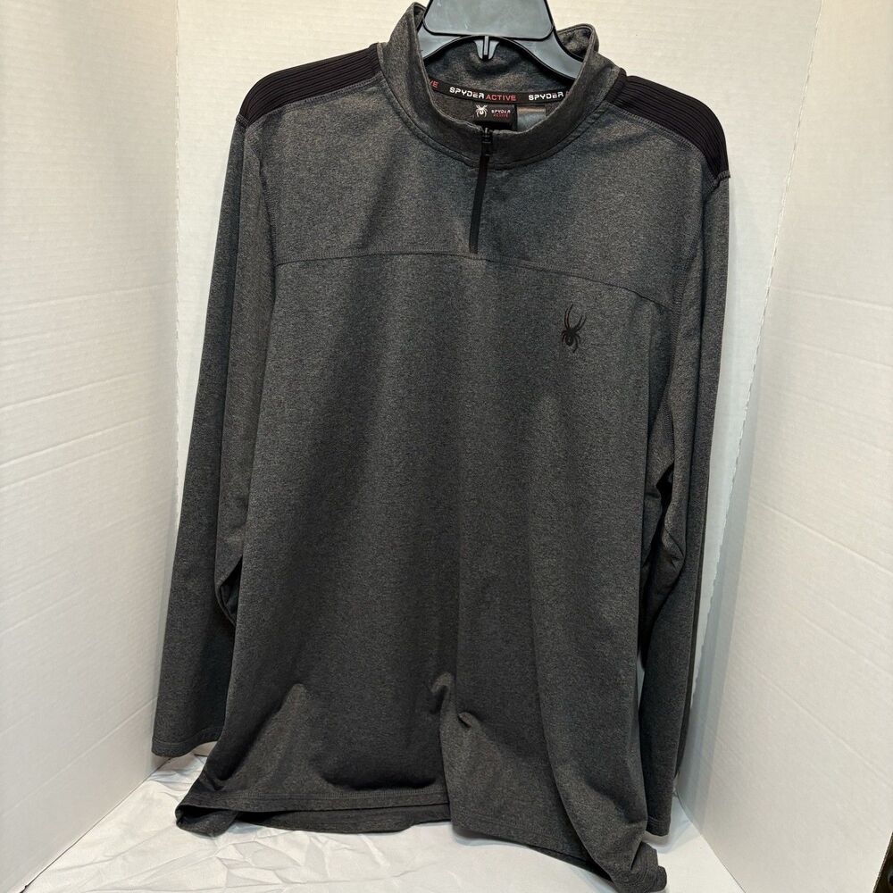 Spyder Sweater Mens 2XL Long Sleeve 1/4 Zip Pullover Active Gray Active